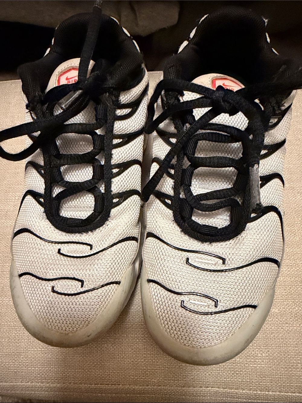 Nike White and Black Mesh Running Shoes